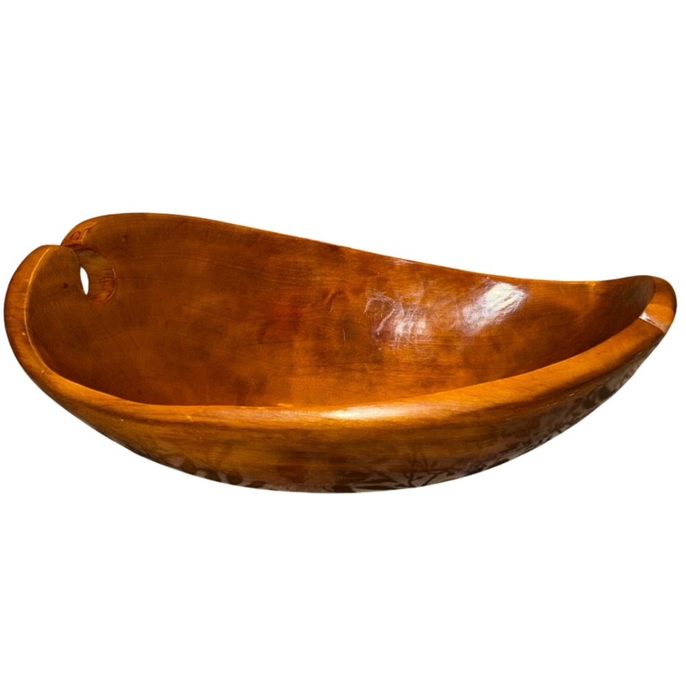 Vintage | MCM | Wooden Dough Bowl | Hand Carved Trencher |‎ Farmhouse Decor